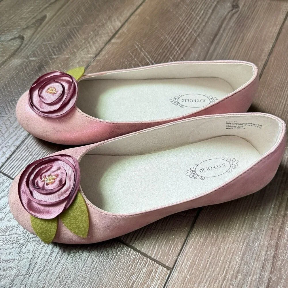 NIB Joyfolie Girl Charlotte flats shoes in Rose 2Y size 2